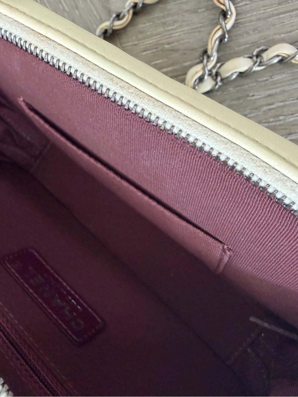 Chanel Cream Quilted Crossbody Bag with Chain Strap - Picture 9 of 16